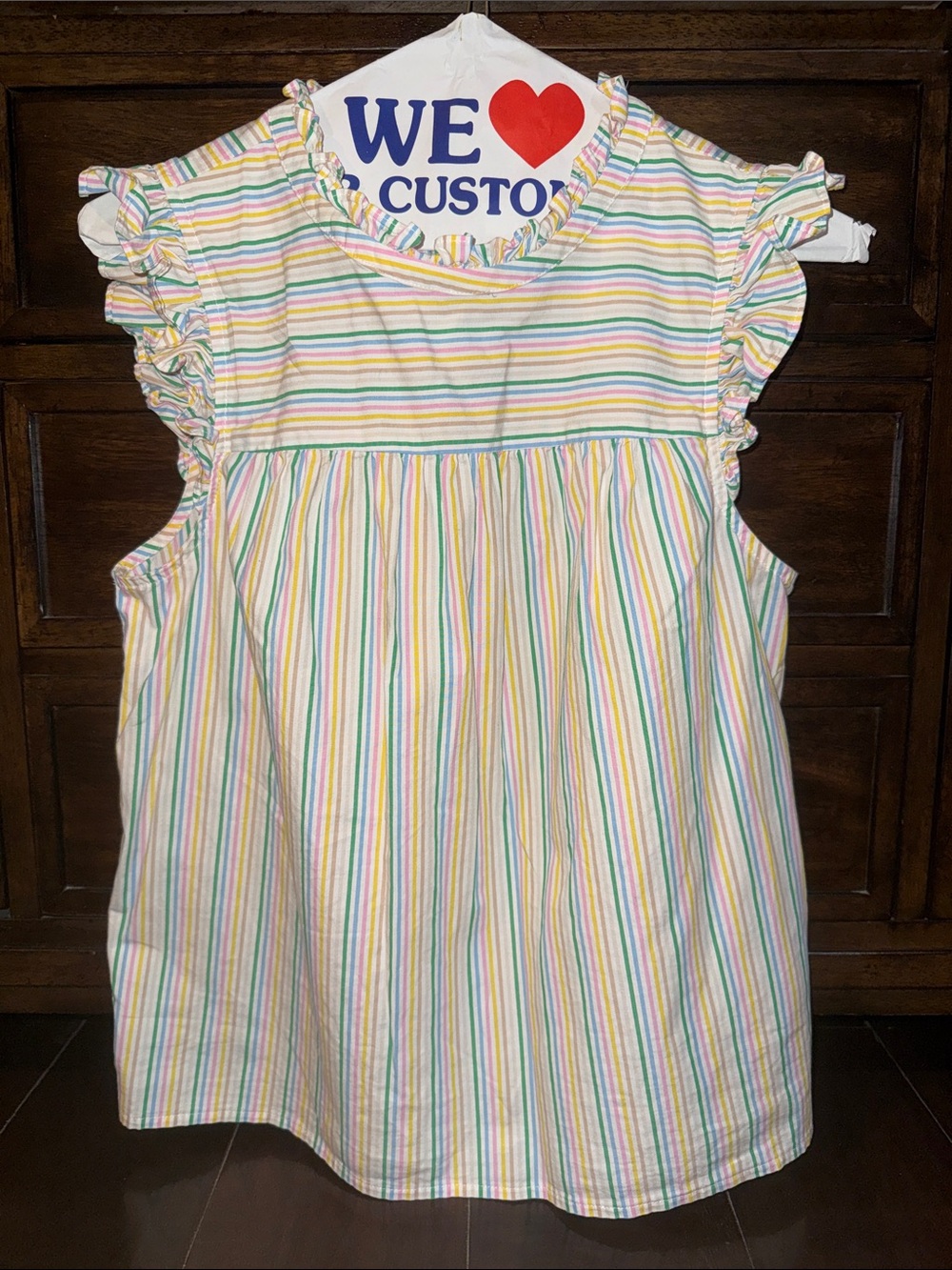Multi-Color Striped Ruffle Sleeve Dress